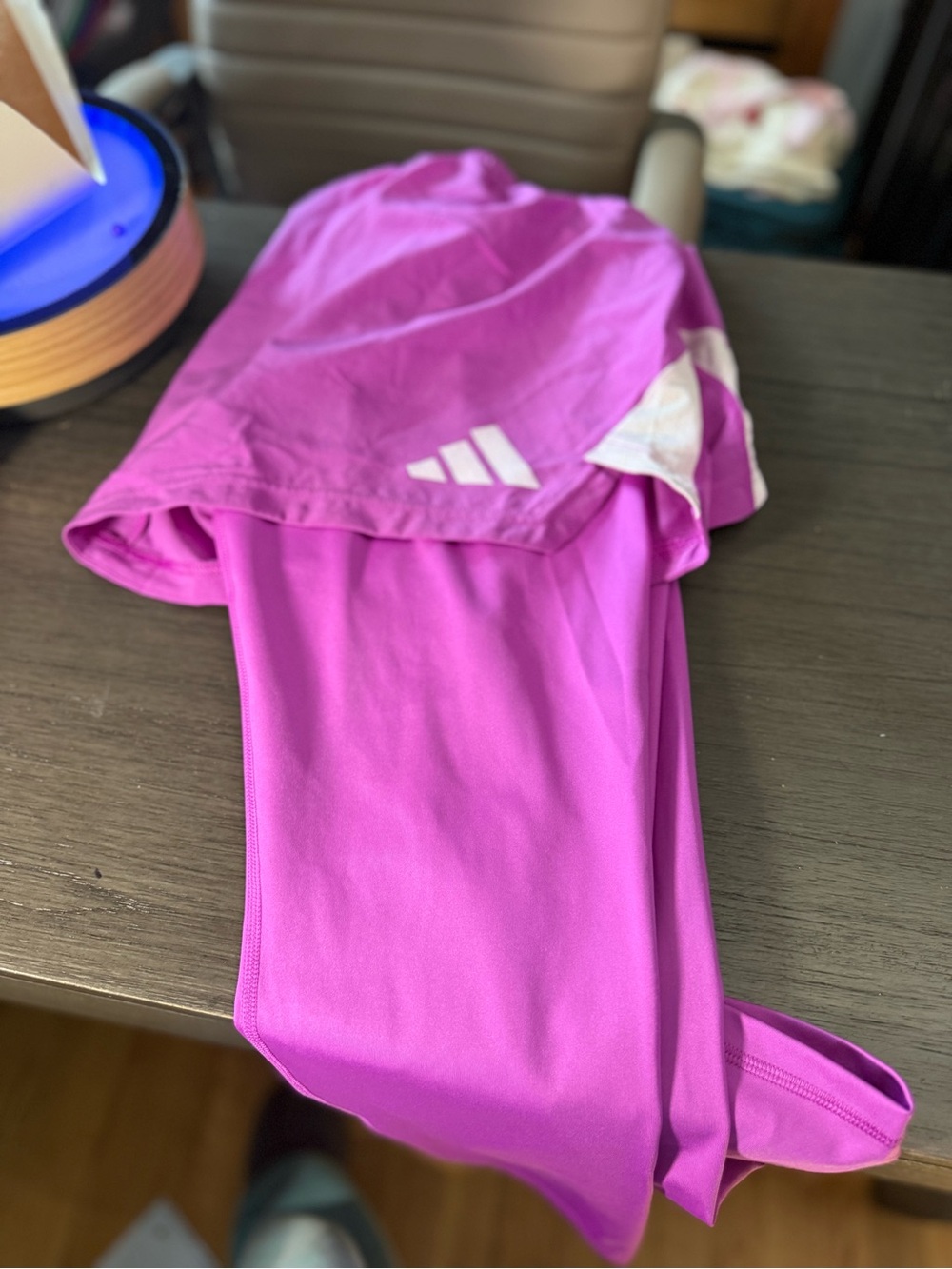 adidas Men’s Bottoms Purple/Pink Elastic Waist Shorts